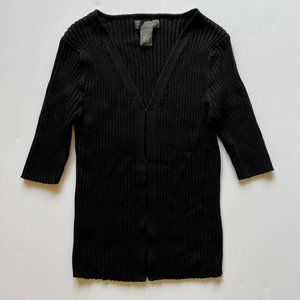 BANANA REPUBLIC Cardigan VINTAGE Black Size M EUC Elbow Sleeve Cotton Rib Knit